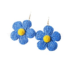 Pendientes colgantes de rafia con aleación de flores&nbsp;FS-WG89508-05