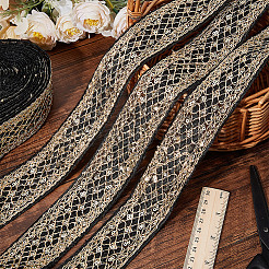 Bordure en dentelle brodée de losanges en polyester&nbsp;OCOR-WH0090-83A