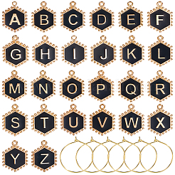 Sechseck mit Buchstabenlegierung schwarzer Emaille Anhänger Weinglas Charms&nbsp;DIY-SC0030-20