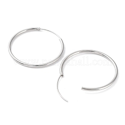 925 orecchini a cerchio in argento sterling rodiato&nbsp;EJEW-K258-02E-P