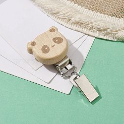 Pinces à cartes d'identité en fer avec animal en bois&nbsp;JEWB-BR00127-04
