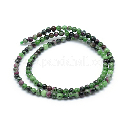 Rubino naturale in fili di perline tonde di zoisite&nbsp;G-P331-02-4mm