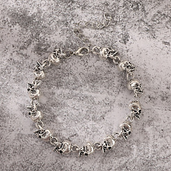 Legierung Schädel Link Armbänder&nbsp;WH-WG07BCE-01