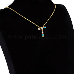Colliers avec pendentifs initiaux en laiton doré&nbsp;NJEW-S069-JN002-T