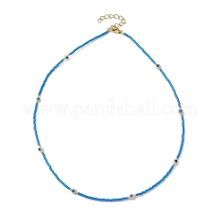 Collana con perline di vetro e malocchio lavorato a lume con fermagli in acciaio inossidabile 304 placcato oro 18k&nbsp;NJEW-JN04597-01