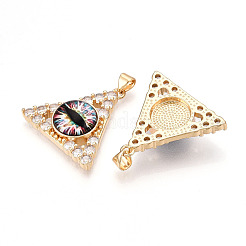 Pendentifs en laiton micro pavé de zircones cubiques transparentes pour femmes&nbsp;KK-T070-90A-05