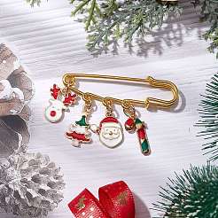 Weihnachtsmann & Weihnachtsbaum & Hirsch Emaille-Anhänger Kiltnadeln Brosche&nbsp;JEWB-BR00174