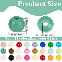 1560pcs 24 Farben undurchsichtige Acrylperlen&nbsp;MACR-PA0001-62B