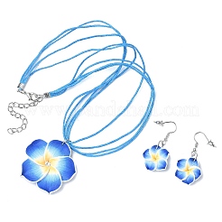 Blumen-Set aus Polymer-Ton mit Wachskordel-Anhängern und Ohrhängern&nbsp;FS-WG2CAA9-02