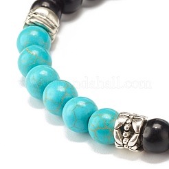 Braccialetto elastico rotondo con perline turchesi sintetiche (tinte) da donna&nbsp;BJEW-JB07531-04