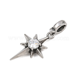 Ciondolo a forma di stella in acciaio chirurgico inossidabile 316 con zirconia cubica&nbsp;STAS-Z165-16AS-A03