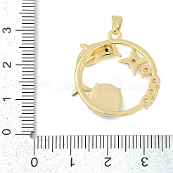 Micro pavé de latón con circonita cúbica transparente y colgantes de vidrio.&nbsp;KK-G524-01G-01