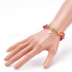 Laiton bracelets de charme de coeur&nbsp;BJEW-JB06195