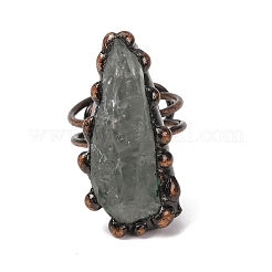 Anillos ajustables de cuarzo verde natural rectángulo irregular&nbsp;RJEW-M157-13R