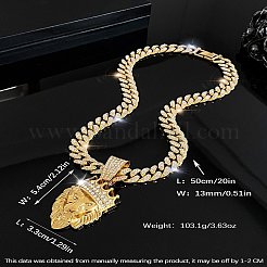 Zinklegierung Kristall Strass Krone Löwen Anhänger Halsketten&nbsp;FS-WG3964F-02