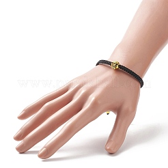 4 Stück 4-farbiges Armbandset mit geflochtenen Perlen aus synthetischem Hämatit und Totenkopflegierung aus Legierung&nbsp;BJEW-JB09215