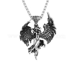 Colliers pendentifs en acier inoxydable 304 représentant une déesse aux ailes d'ange&nbsp;WG939A7-01