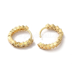 Orecchini a cerchio rombo con zirconi cubici trasparenti&nbsp;ZIRC-Q201-21G