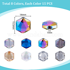120 pièces 8 couleurs galvanoplastie perles de verre brins&nbsp;EGLA-PH0001-69