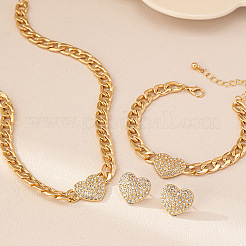 Herz-Legierung Kristall Strass Kette Halsketten & Ohrstecker & Link Armbänder Sets&nbsp;FS-WGBF8A8-01