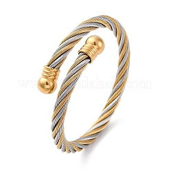 Bracelets joncs torques en acier inoxydable 304 pour femmes et hommes&nbsp;BJEW-G584-18G-02