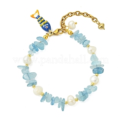 Braccialetti con ciondoli a forma di pesce in ottone smaltato&nbsp;BJEW-JB14062-02