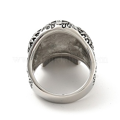 Anillo de acero inoxidable 316 con calavera y cruz para los dedos&nbsp;RJEW-C030-02F-AS