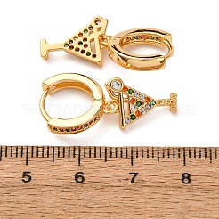 Weinglas Messing Micro Pave Zirkonia baumelnde Creolen&nbsp;EJEW-F384-16G-02