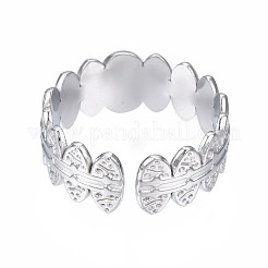 Bague de manchette ouverte ovale en acier inoxydable 304 anti-ternissement&nbsp;RJEW-T023-14P