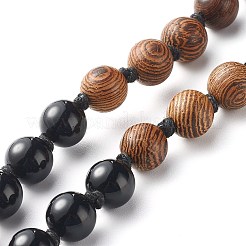 Colliers pendentifs tête de bouddha en cristal de glace naturel obsidienne&nbsp;NJEW-JN03644