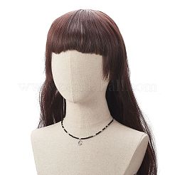 Collana con ciondolo a forma di luna in zirconi cubici trasparenti con catene di perline di onice nero naturale da donna&nbsp;NJEW-JN04271-01