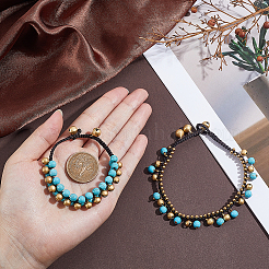 Boho-Stil: Synthetische Türkis- und Messing-Quasten&nbsp;SJEW-PH0001-30