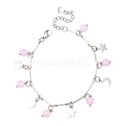 Bracelets à breloques en acier inoxydable et jade malaisien naturel et teinté&nbsp;BJEW-JB12418-01
