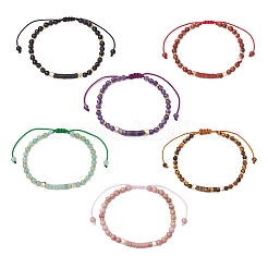 6 Stück 6 Stile natürliche Edelstein geflochtene Perlenarmbänder&nbsp;BJEW-JB11241