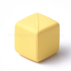 Pendentifs acryliques, caoutchouté, cube, jaune, 14.5x14.5x14.5mm, Trou: 3.5mm