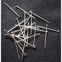 Iron Flat Head Pins, Silver Color Plated, Cadmium Free & Lead Free, 18x0.75~0.8mm, 20 Gauge, about 1035pcs/100g, Head: 2mm
