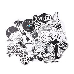 Mischungsmuster-Cartoonaufkleber, wasserfeste Vinyl-Aufkleber, für wasserflaschen laptop telefon skateboard dekoration, black & white, 4.2x3.2x0.02 cm, 50 Stück / Beutel