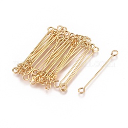 Ion Plating(IP) 304 Stainless Steel Eye Pins, Double Sided Eye Pins, Golden, 26x3x0.5mm, Hole: 1.7mm