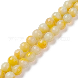 Chapelets de perles vernissées manuelles, ronde, jaune, 8mm, Trou: 1mm, Environ 48 pcs/chapelet, 14.17'' (36 cm)