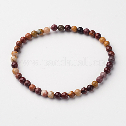 Bracelets extensibles de perle en mokaite naturel ronde, 54.5mm, perle: 4~5 mm