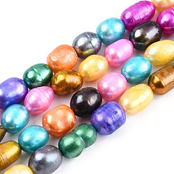 Perle di perle d'acqua dolce coltivate naturali tinte, riso, colore misto, 5~6mm, Foro: 0.5 mm