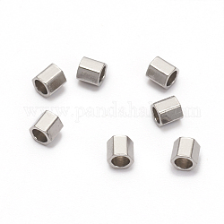 Intercalaire perles en 304 acier inoxydable, hexagone, couleur inoxydable, 2.1x2.1x2mm, Trou: 1.4mm