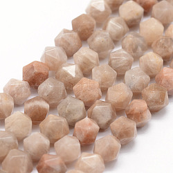 Chapelets de perles de sunstone naturelle naturelles, étoiles coupées perles rondes, facette, 8~8.5mm, Trou: 1mm, Environ 48~50 pcs/chapelet, 14.9~15.1 pouce (38~38.5 cm)