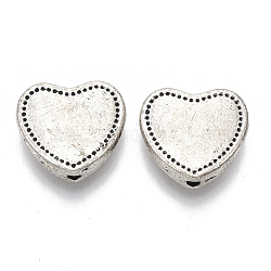 Perles en alliage de style tibétain, sans cadmium et sans plomb, cœur, argent antique, 11x12x3.5mm, Trou: 1.2mm, environ 620 pcs/1000 g