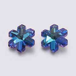 K9 pendenti di strass di vetro, imitazione di cristallo austriaco, sfaccettato, fiore, bermuda blu, 29x25.5x11~11.5mm, Foro: 1.6 mm