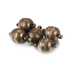 Brass Magnetic Clasps, Nickel Free, Round, Antique Bronze, 16x10mm, Hole: 1.8mm