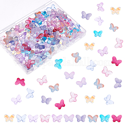 Dicosmetic 120 Stück 10 Farben Schmetterlingsglasperlen transparente Insektenperlen kleine Tierperlen kawaii Mittelbohrperle bunte Backfarbenperlen für handgefertigte DIY-Projekte, Bohrung: 1 mm