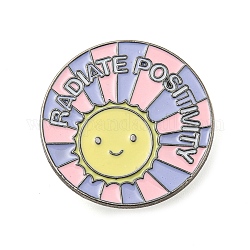 Smile Sun Alloy Enamel Pin Broochs, Cadmium Free & Lead Free, Yellow, 26x1.5mm