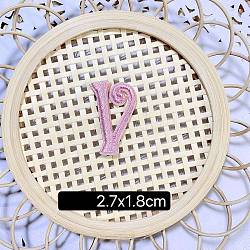 Computerized Embroidery Cloth Self Adhesive Patches, Stick on Patch, Costume Accessories, Letter, Pink, V:27x18mm