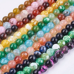 Filo di perline agata tondo naturale, tinto, sfaccettato, colore misto, 10mm, Foro: 1 mm, circa 38pcs/filo, 14.56 pollice